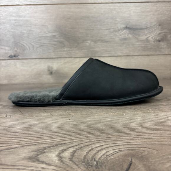 UGG Scuff Shearling Lined Slippers Men's Black Suede Leather - No Size Tag - Picture 8 of 12